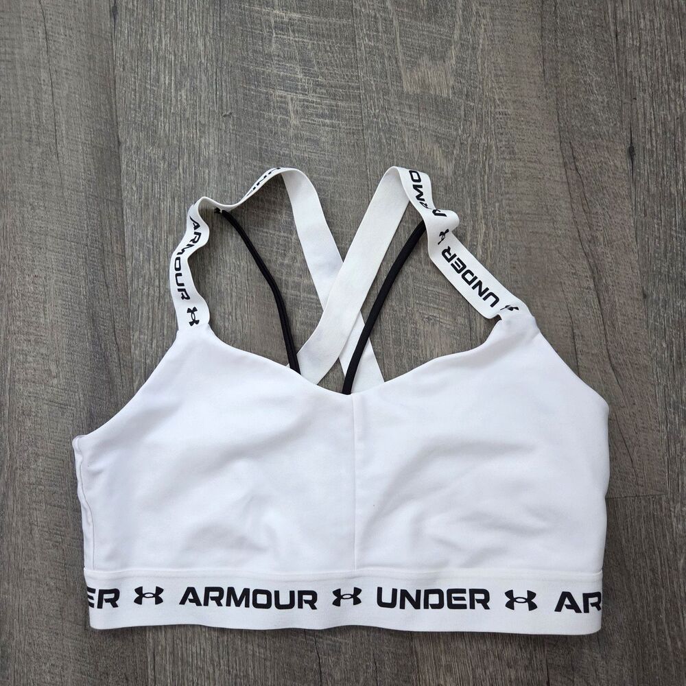 Under Armour Women's Size XL White and Black Sports Bra Strappy Back
